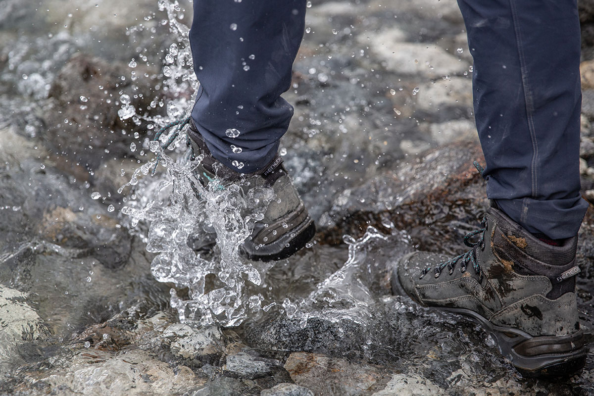 Lowa Renegade GTX Mid hiking boot (walking through water)